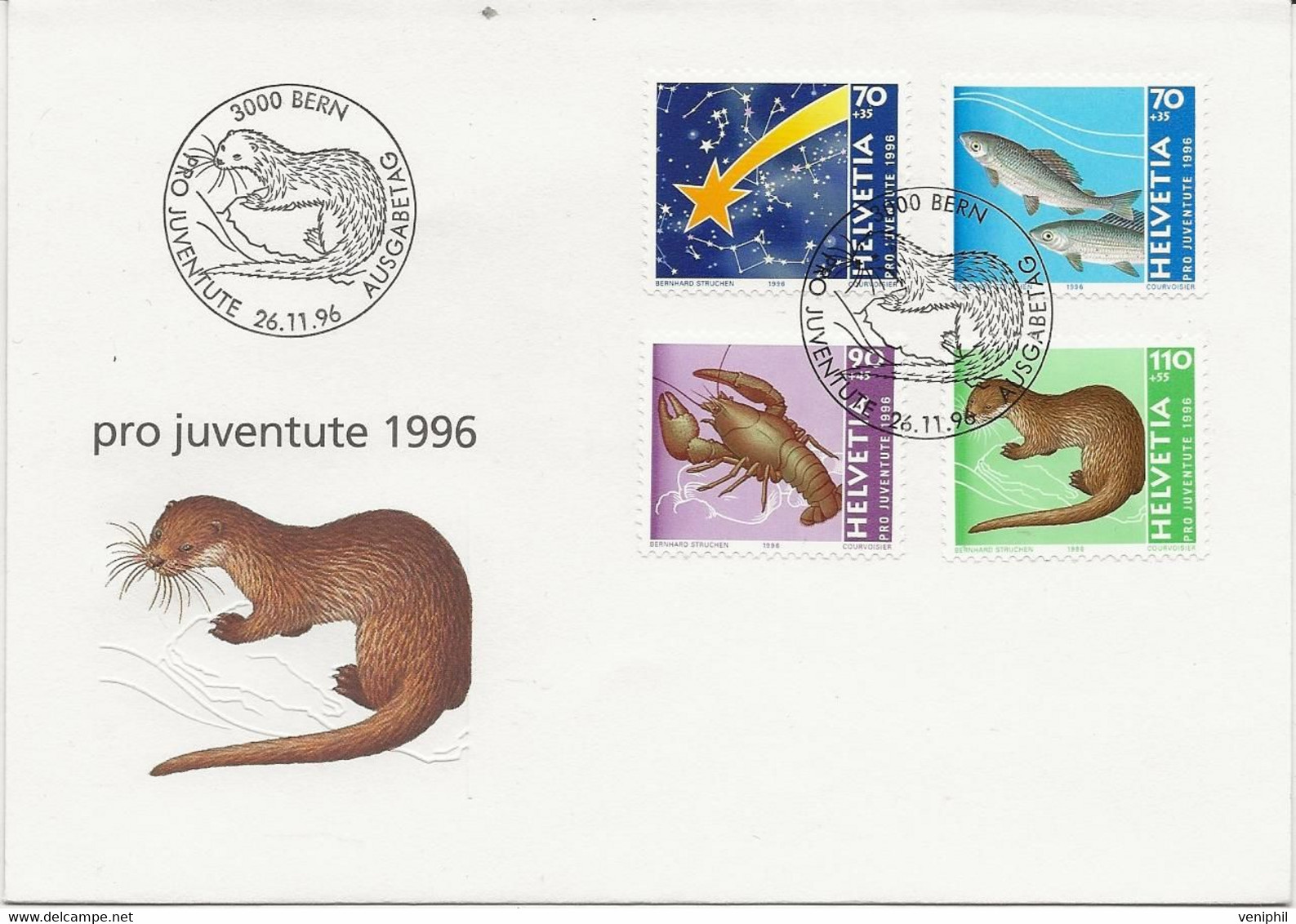 SUISSE - FDC AFFRANCHIE PRO - JUVENTUTE N° 1525 A 1528 - ANNEE 1996 - FDC