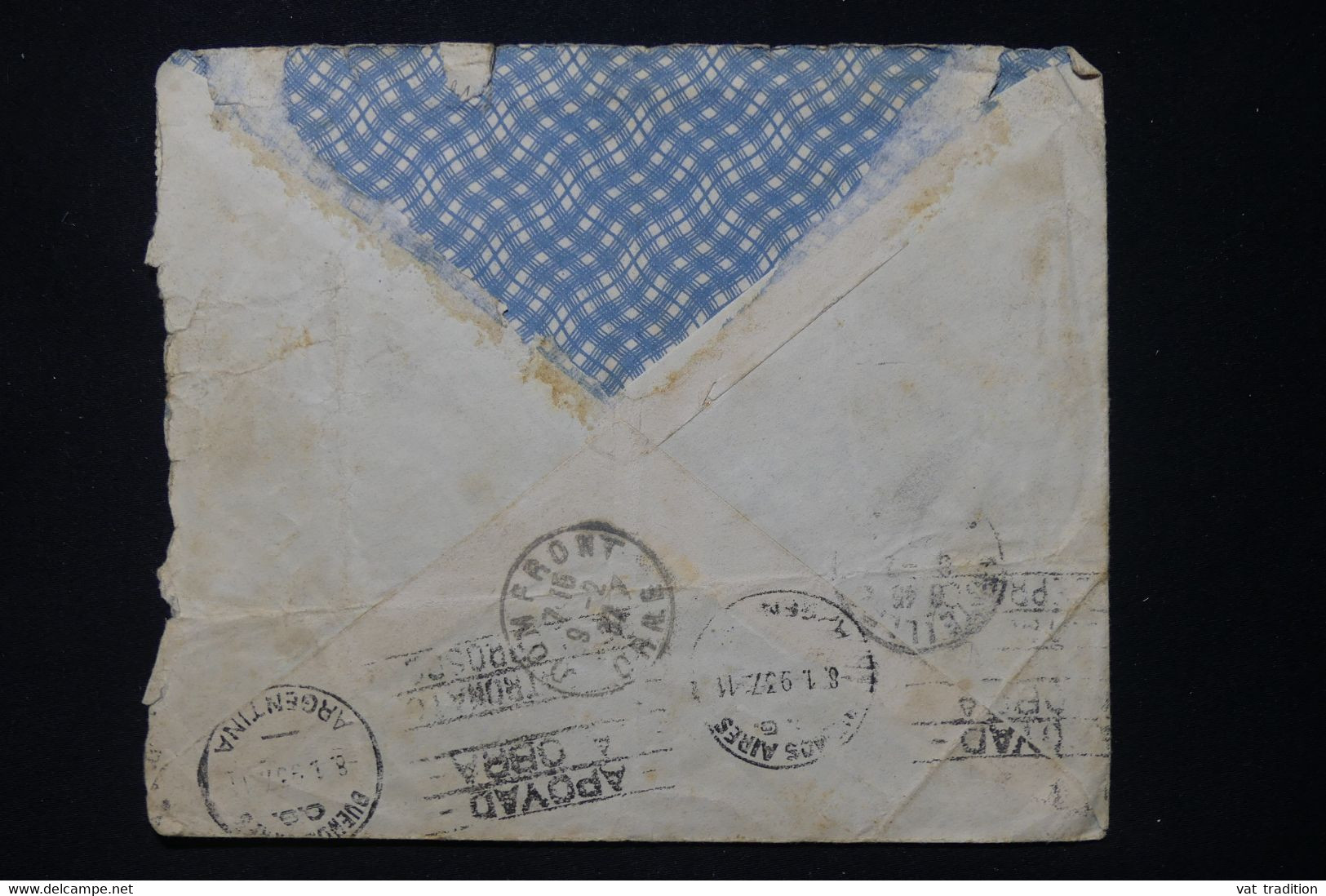 ARGENTINE - Enveloppe ( Etat Moyen ) Pour La France En 1937, Affranchissement Avec Fiscal - L 89379 - Briefe U. Dokumente