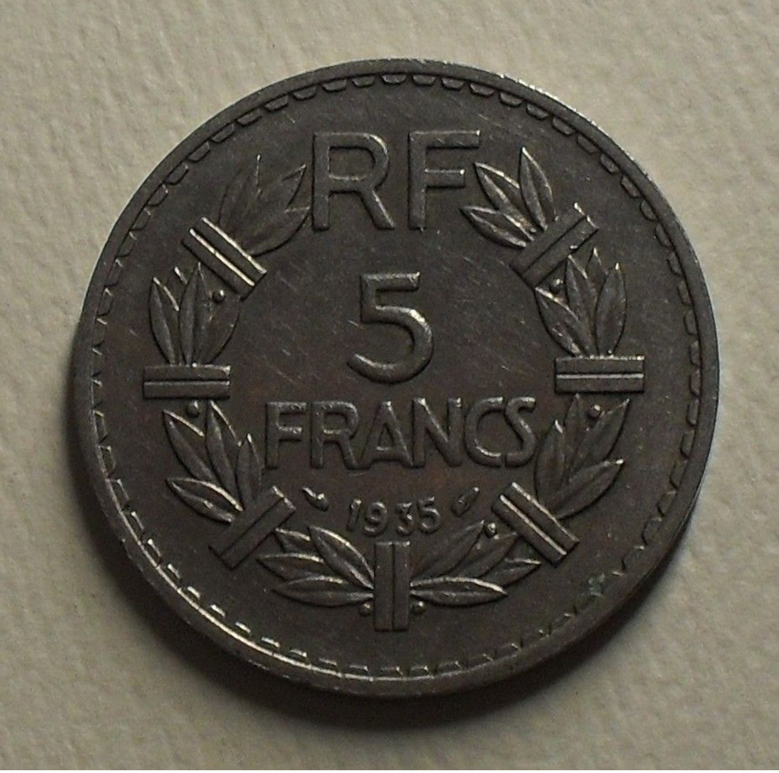 1935 - France - 5 FRANCS, Lavrillier, Nickel, KM 788, Gad 760 - Otros & Sin Clasificación