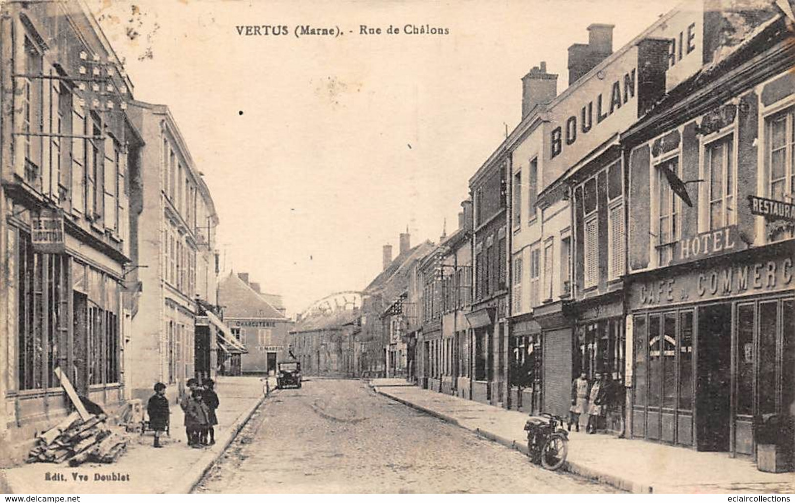 Vertus              51         Rue De Châlons Et Café Du Commerce        (voir Scan) - Vertus