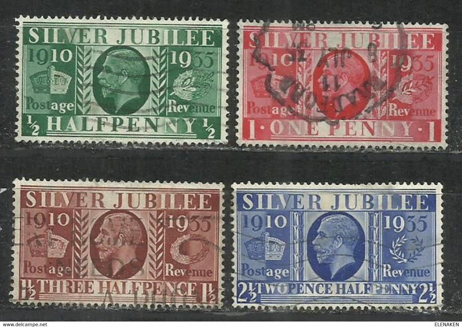 9348C-GRAN BRETAÑA SERIE COMPLETA 1935 Nº201/4 JORGE V.SILVER JUBILEE.USADOS,BUENA CALIDAD.CLASICOS - Used Stamps