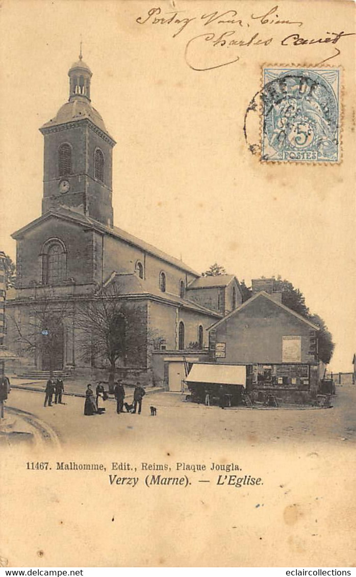 Verzy              51           Place Et église       N° 11467           (voir Scan) - Verzy