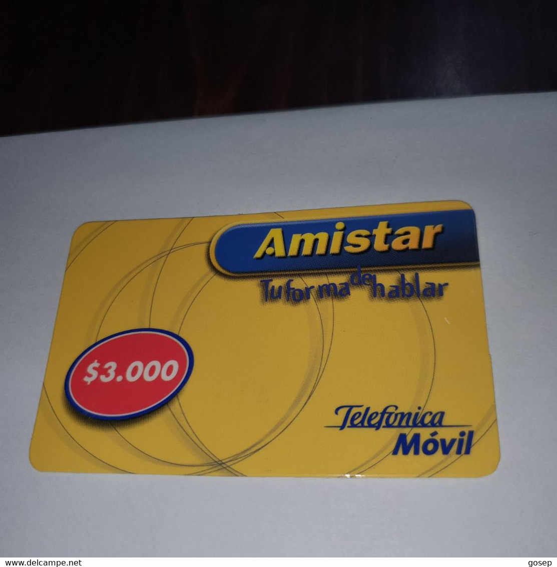 Chile-amistar-telefonica-(12)-($3.000)-(4598-6296-8561-6)-(5/10/2001)-(look Outside)-used Card+1card Prepiad Free - Chili