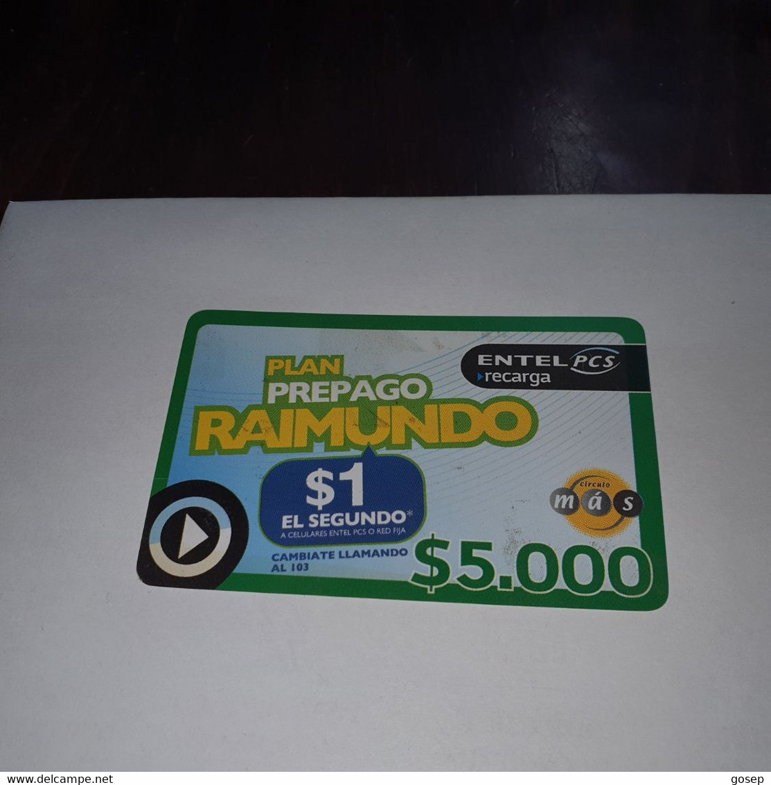 Chile-entel Recarga-(20)-($5.000)-(267-105-425-445)-(5/1/2009)-(look Outside)-used Card+1card Prepiad Free - Cile