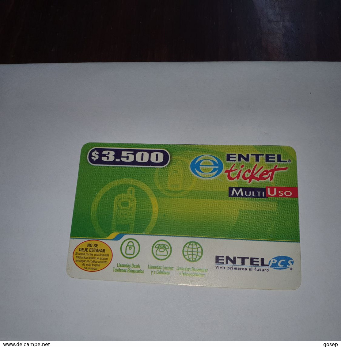 Chile-entel Ticket-(25)-($3.500)-(331-054-943-673)-(30/9/2006)-(look Outside)-used Card+1card Prepiad Free - Chili