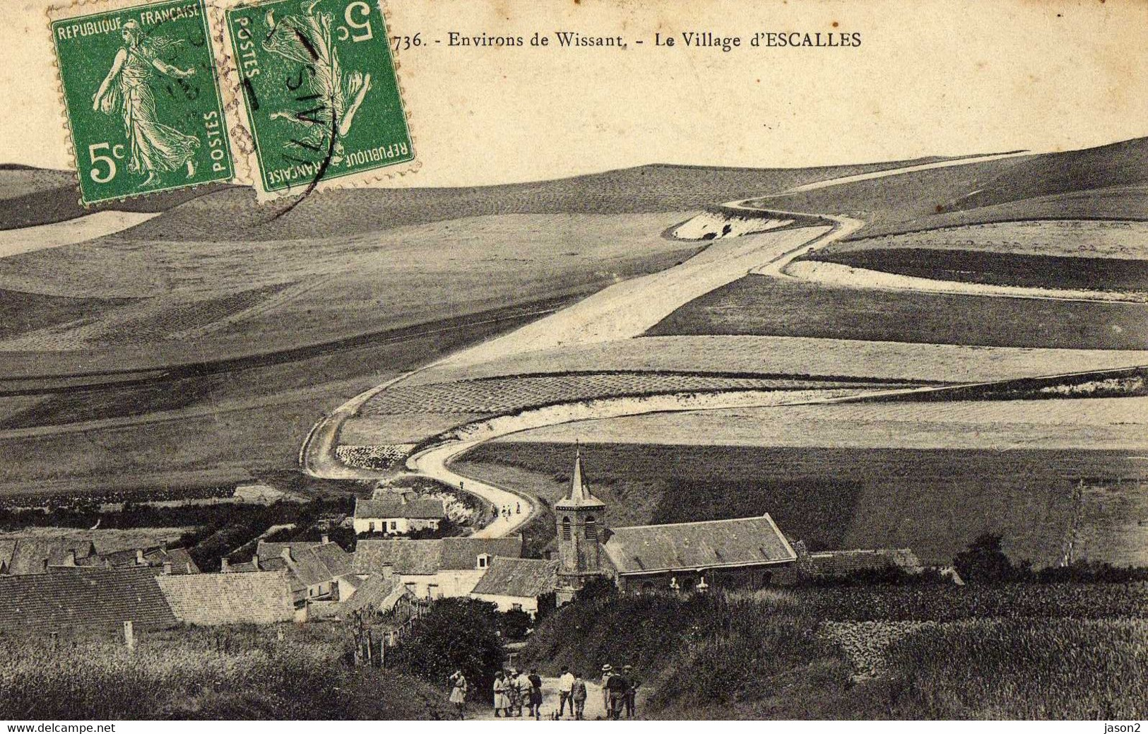 Cpa Environs De Wissant Le Village D'escalles Ecrite Animee - Otros & Sin Clasificación