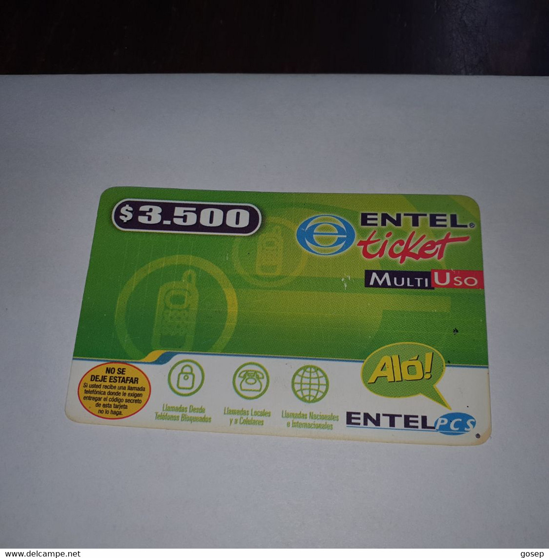 Chile-entel Ticket-(27)-($3.500)-(976-641-499-971)-(30/6/2005)-(look Outside)-used Card+1card Prepiad Free - Chile