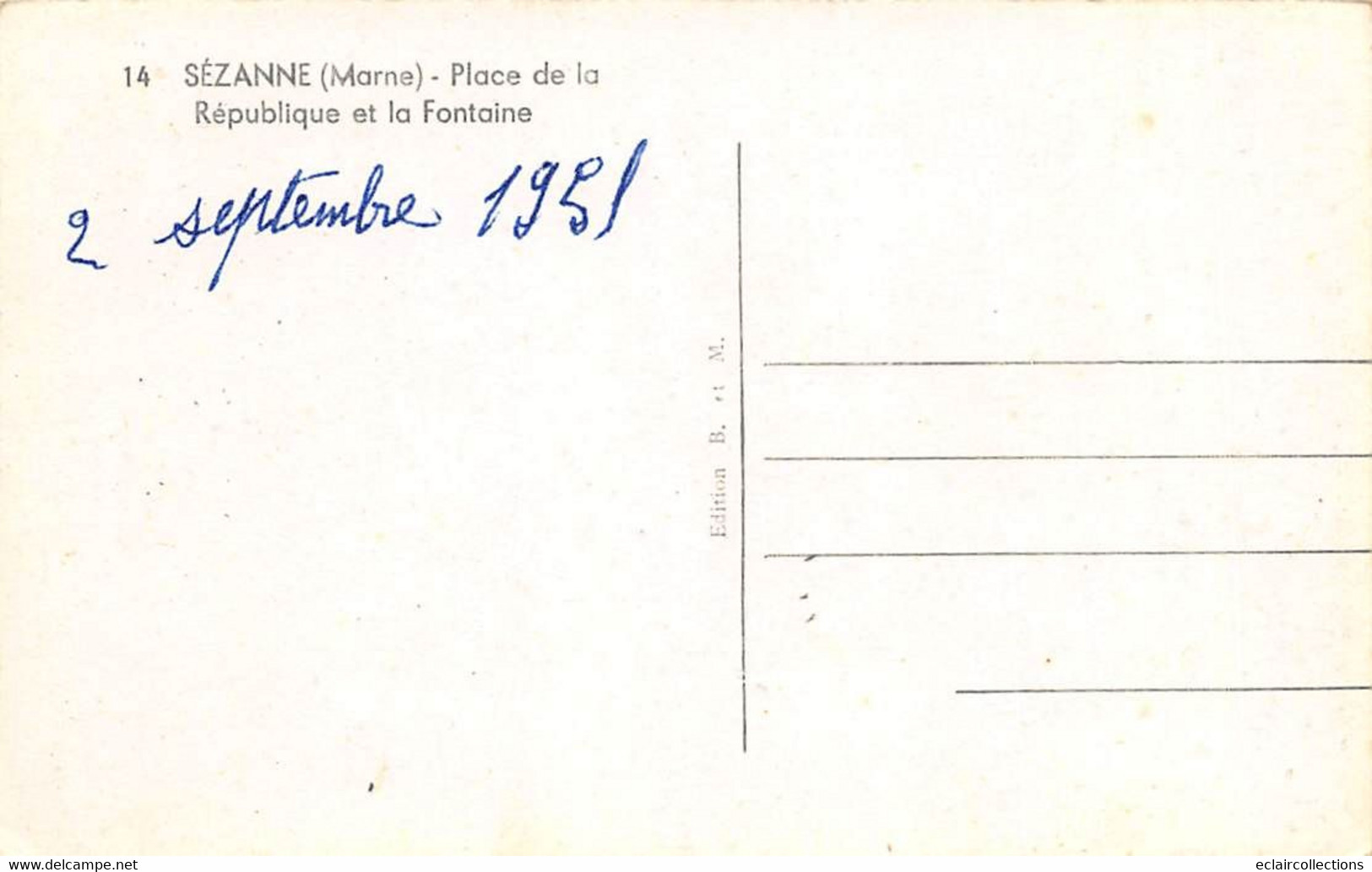 Sézanne           51          Place De La République  Autobus   Année 1951         (voir Scan) - Sezanne