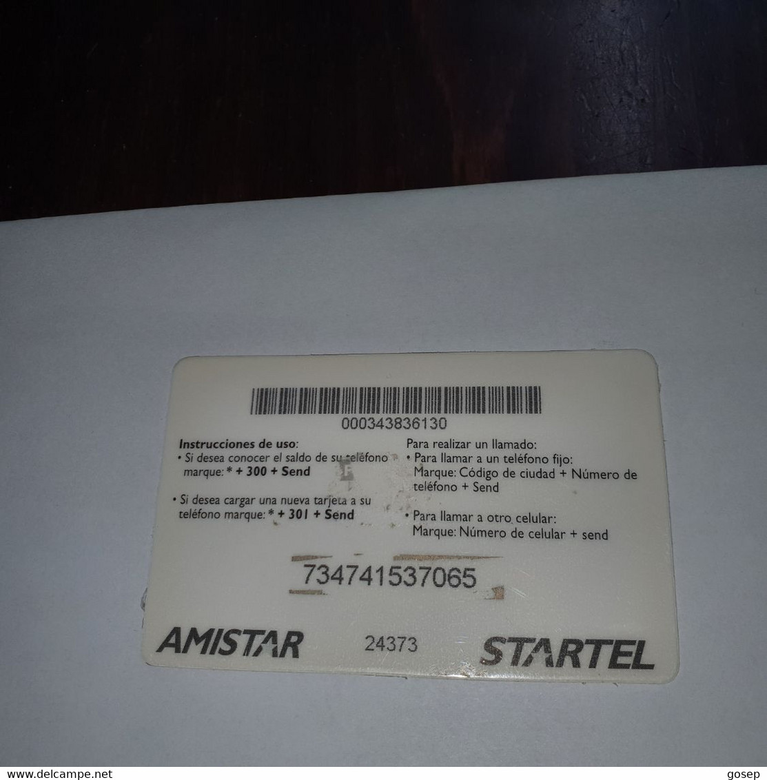 Chile-amistar-(33)-($5 Mil)-(734741537065)-(24373)-(look Outside)-used Card+1card Prepiad Free - Chili