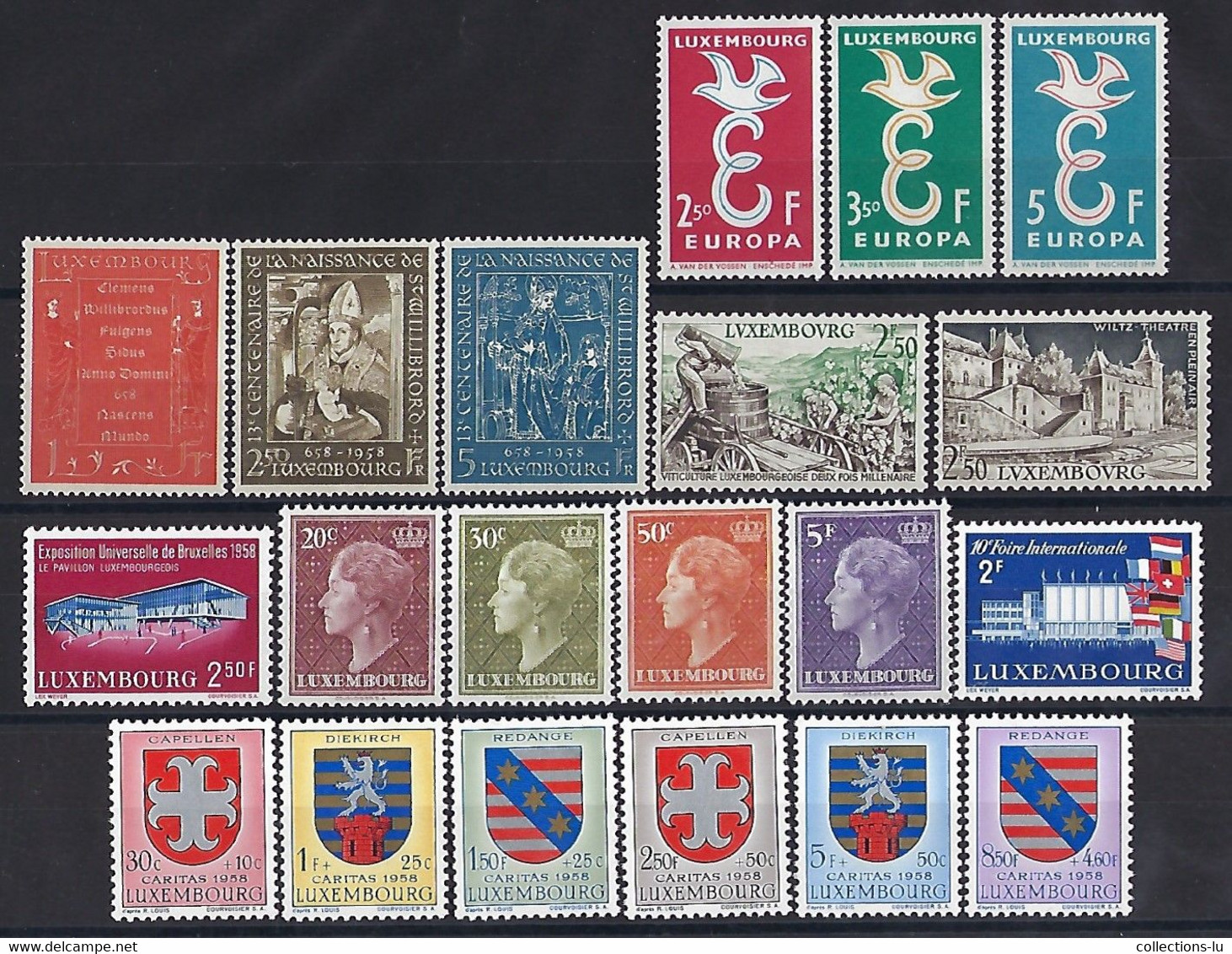 Luxembourg - Luxemburg , Timbres  -  1958 - Année Complête  7 Séries  MNH**  VC. 31,- - Blocks & Sheetlets & Panes