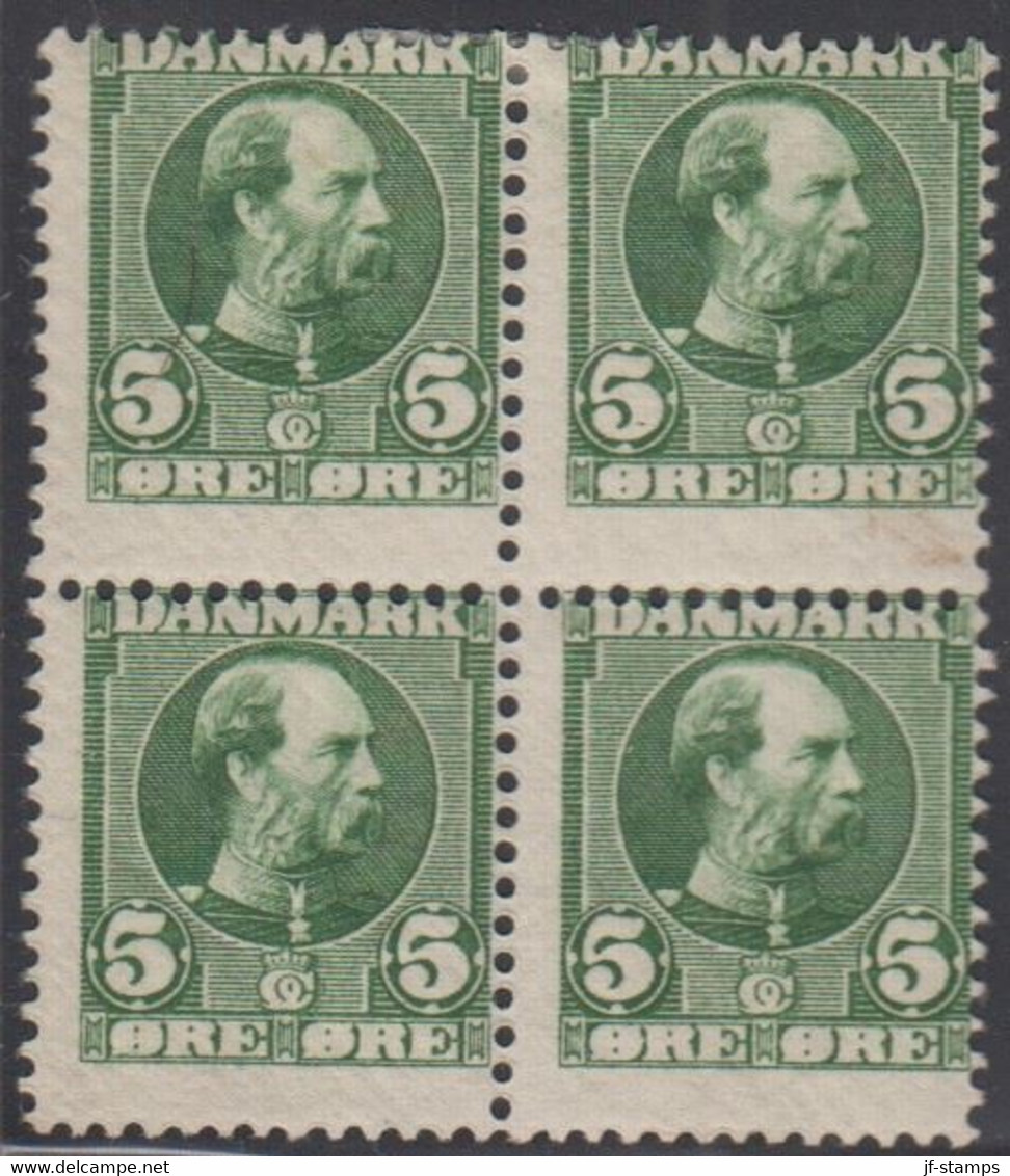 1906. DANMARK. CHRISTIAN IX. 5 øre In 4-block With Two Stamps Never Hinged And Two St... (Michel 47) - JF415026 - Unused Stamps