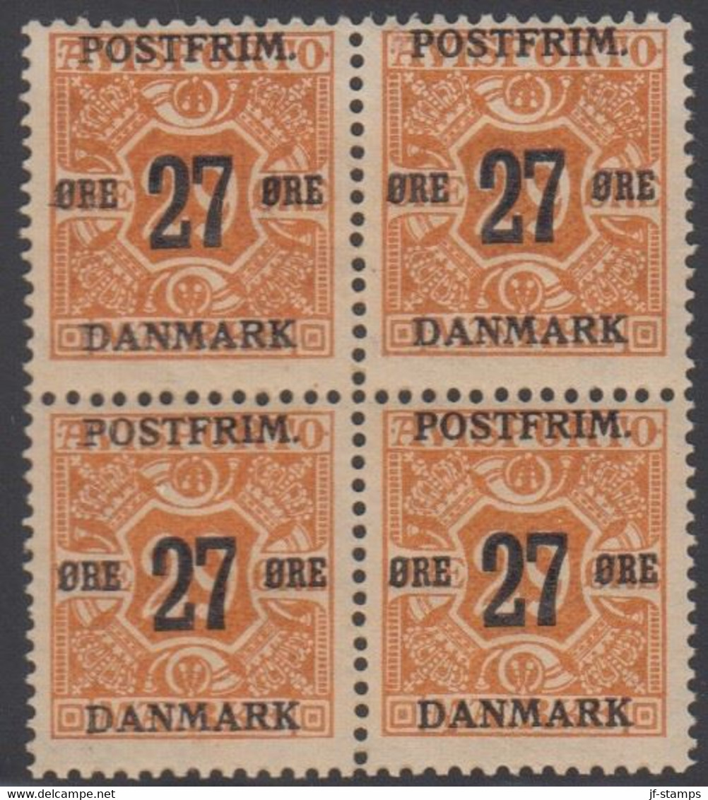1918. Surcharge. 27 On 29 Øre Orange Newspaper Stamp. Perf. 14x14½. Wmk. Crosses. 4-b... (Michel 90Y) - JF415027 - Nuevos