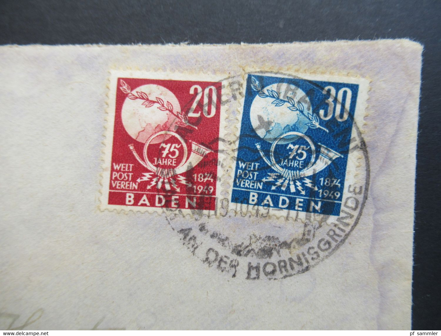 Französische Zone Baden 1949 UPU Nr. 56 / 57 MiF Mit Sonderstempel Nach Hiedenheim / Brenz Gesendet - Bade