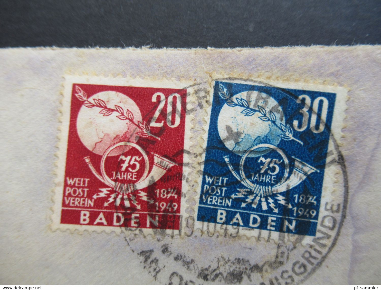 Französische Zone Baden 1949 UPU Nr. 56 / 57 MiF Mit Sonderstempel Nach Hiedenheim / Brenz Gesendet - Bade