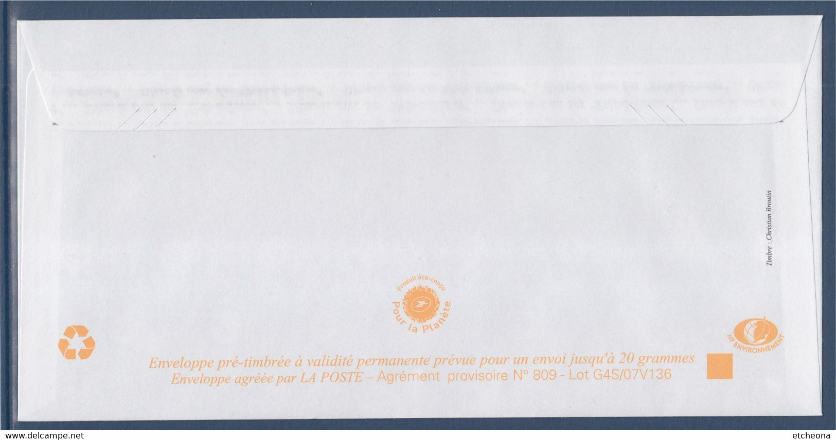 Enveloppe Entier Charte De L'environnement Type Du N°3801 Non Oblitérée Mais Adressée - Prêts-à-poster:Stamped On Demand & Semi-official Overprinting (1995-...)