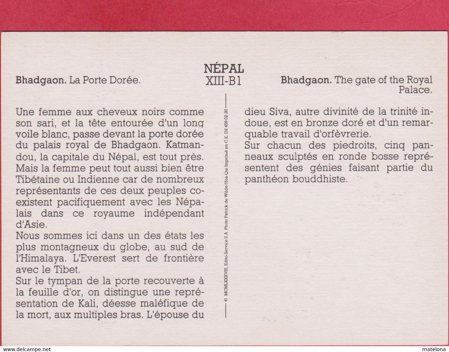 NEPAL BHADGAON THE GATE OF THE ROYAL PALACE - Népal