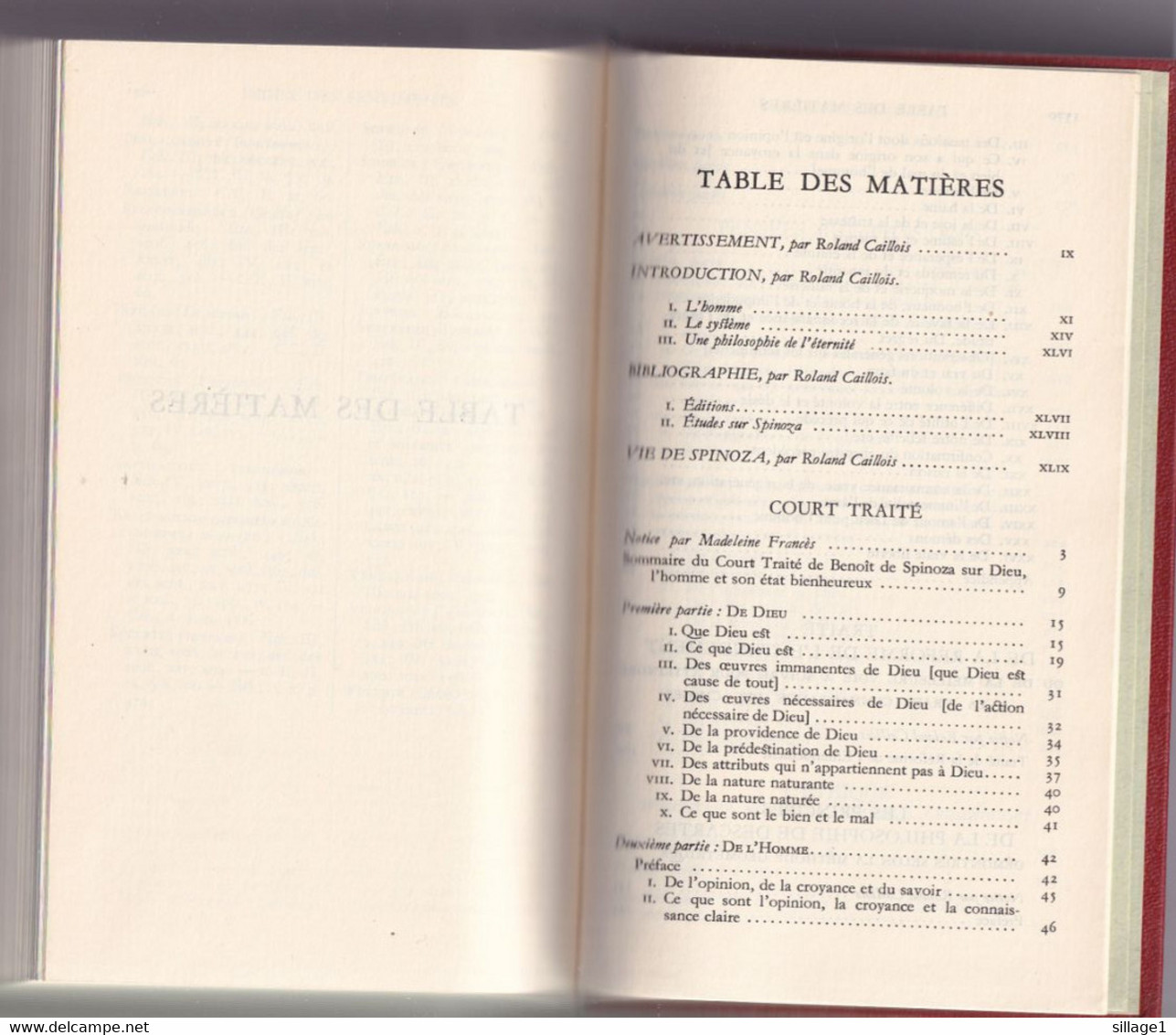 SPINOZA Oeuvres Complètes  La Bibliothèque De La Pléiade NRF 1962 BE Rare - La Pléiade