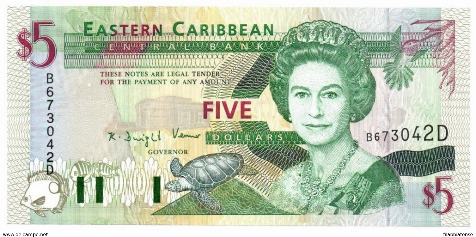 Dominica - 5 Dollars 1993    ++++++ - East Carribeans