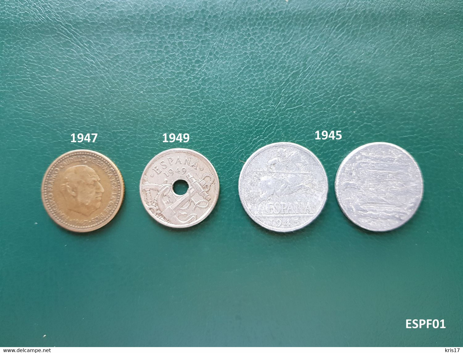 (pi) (ESPF01) Pièces ESPAGNE FRANCO 1945 1947 1949 - 1 Peseta