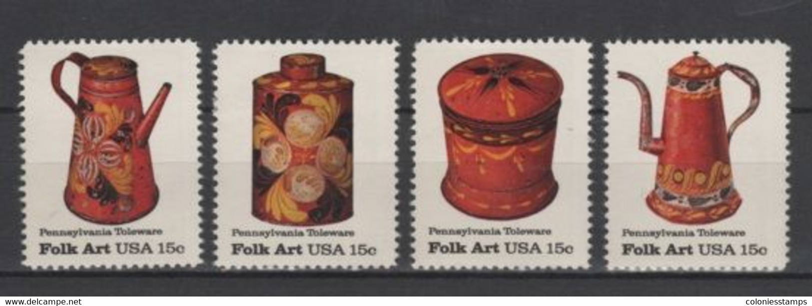 (S1115) USA, 1979 (American Folk Art). Complete Set. Mi ## 1378-1381. MLH* - Neufs