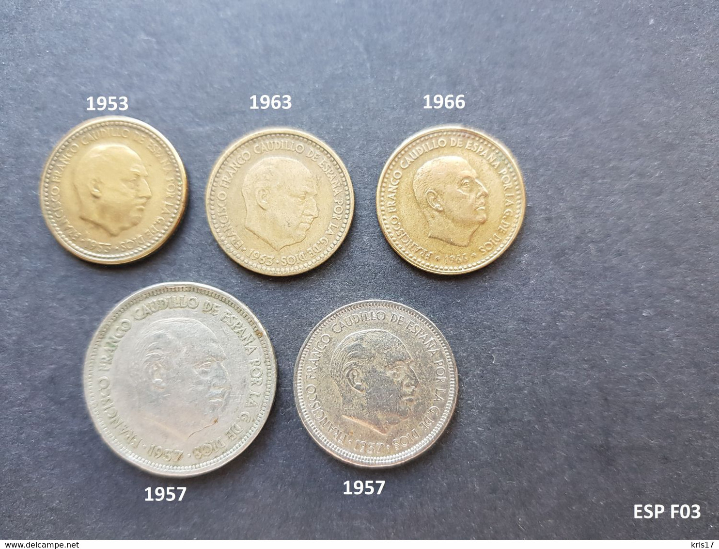 (pi) (ESPF03) Pièces ESPAGNE FRANCO 1953 1957 1963 1966 - 1 Peseta