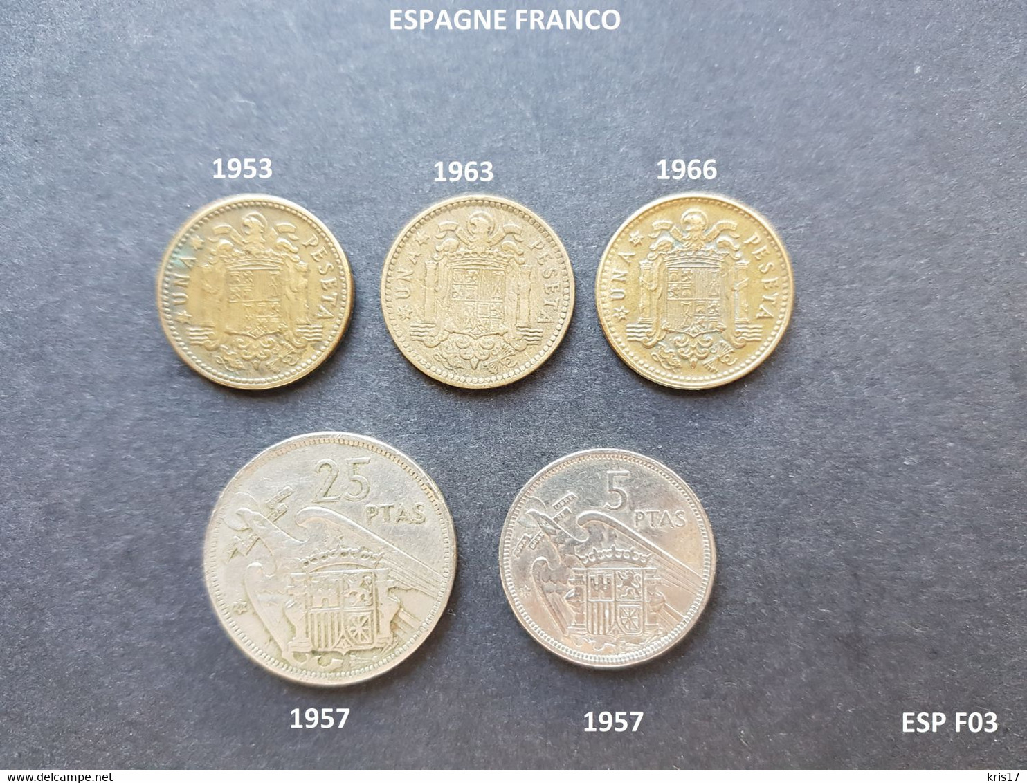(pi) (ESPF03) Pièces ESPAGNE FRANCO 1953 1957 1963 1966 - 1 Peseta