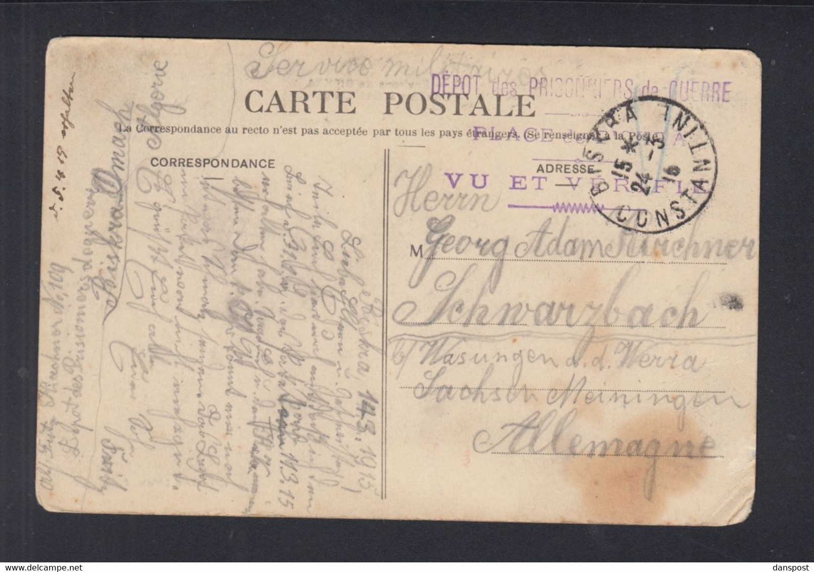 Frankreich France Depot Des Prisonniers De Guerre Biskra Algerie  1915 - 1. Weltkrieg 1914-1918