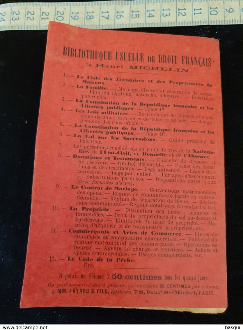 Le Code De La Peche 1892 H.Michelin, Serie 12 - Derecho