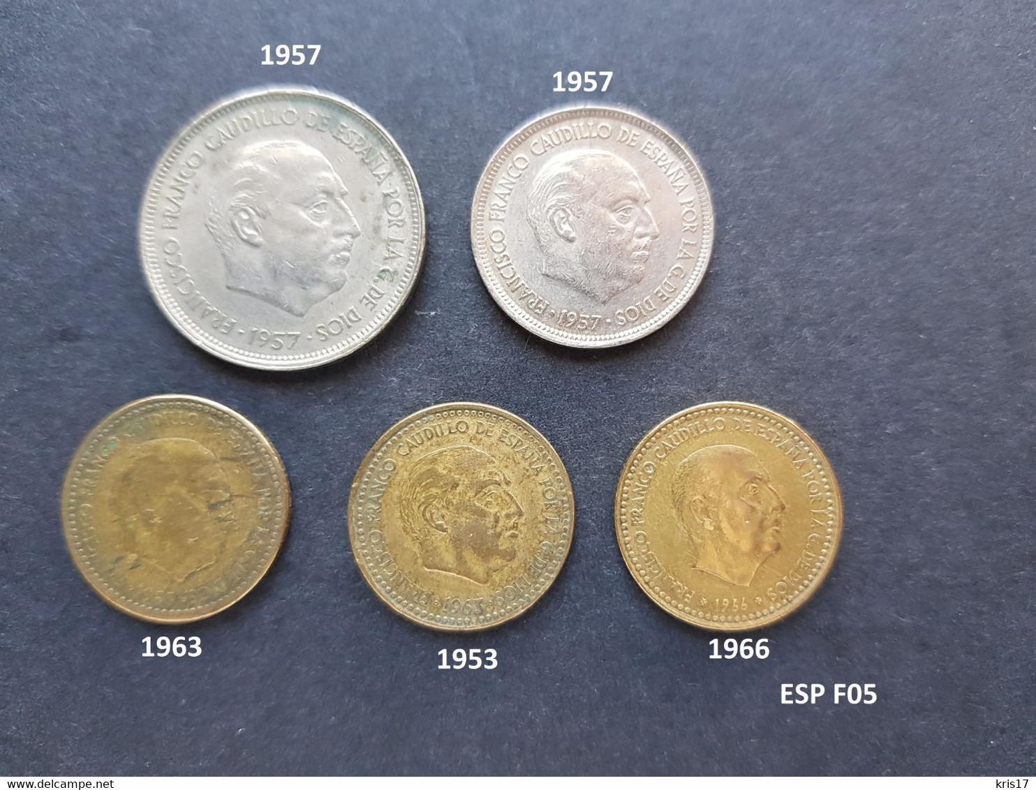 (pi) (ESPF05) Pièces ESPAGNE FRANCO 1953 1957 1963 1966 - 1 Peseta