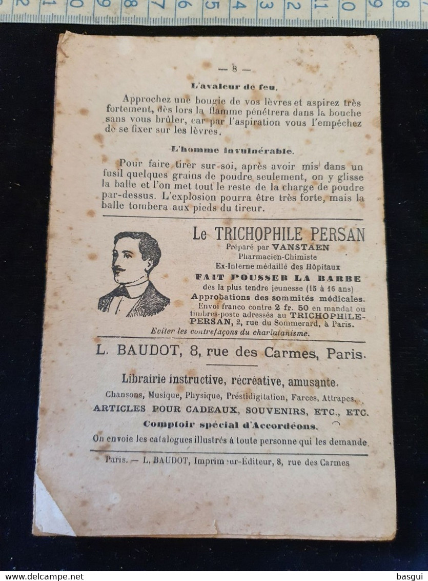 Fascicule "le Nouveau Robert Houdin" Tours De Magie Fin 1900  8  Pages - Palour Games