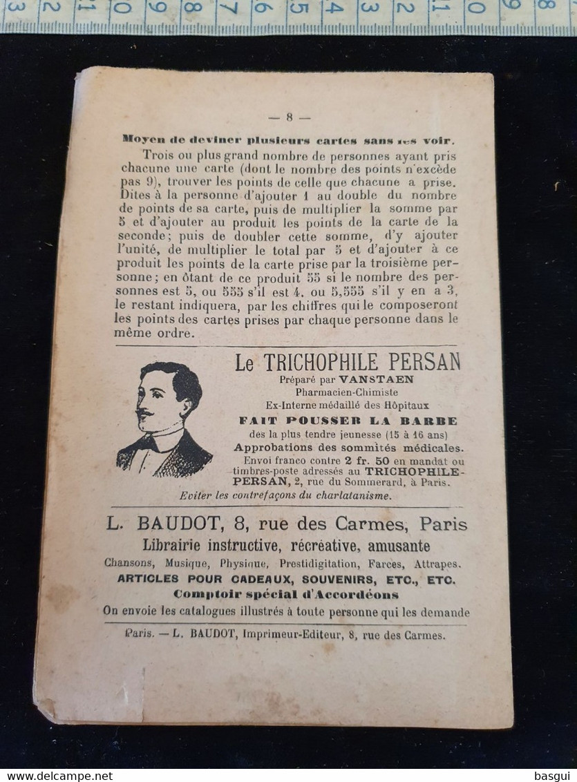 Fascicule "le Vrai Physicien De Société" Tours De Magie Fin 1900  8  Pages - Palour Games