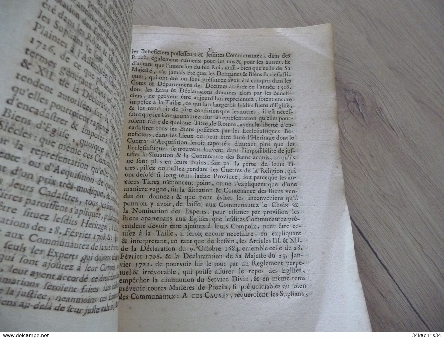 Arrest Conseil D'état Du Roi 14/10/1727 Requête Des Bénéficier Et Autres Ecclésiastiques Du Languedoc .... - Gesetze & Erlasse