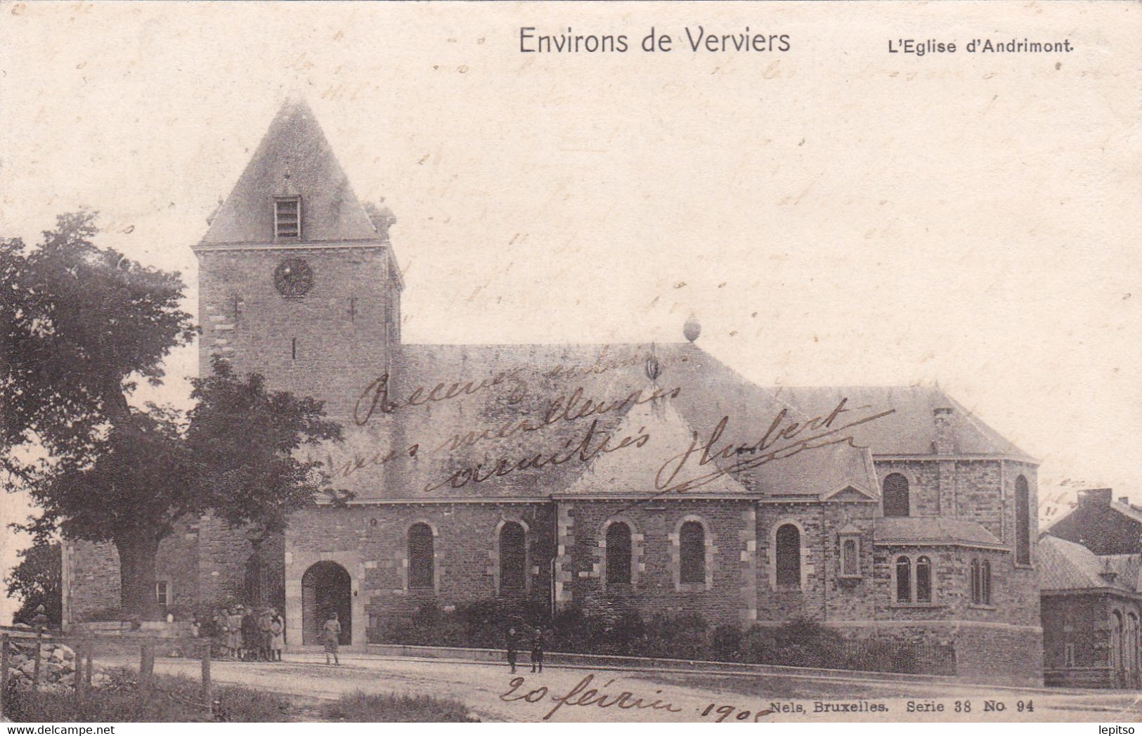 VERVIERS ENVIRONS  "L'Eglise D'ANDRIMONT   "   Nels Série 38 Nr 94 Circulée  En 1905 Très Bon état Voir Scans - Dison