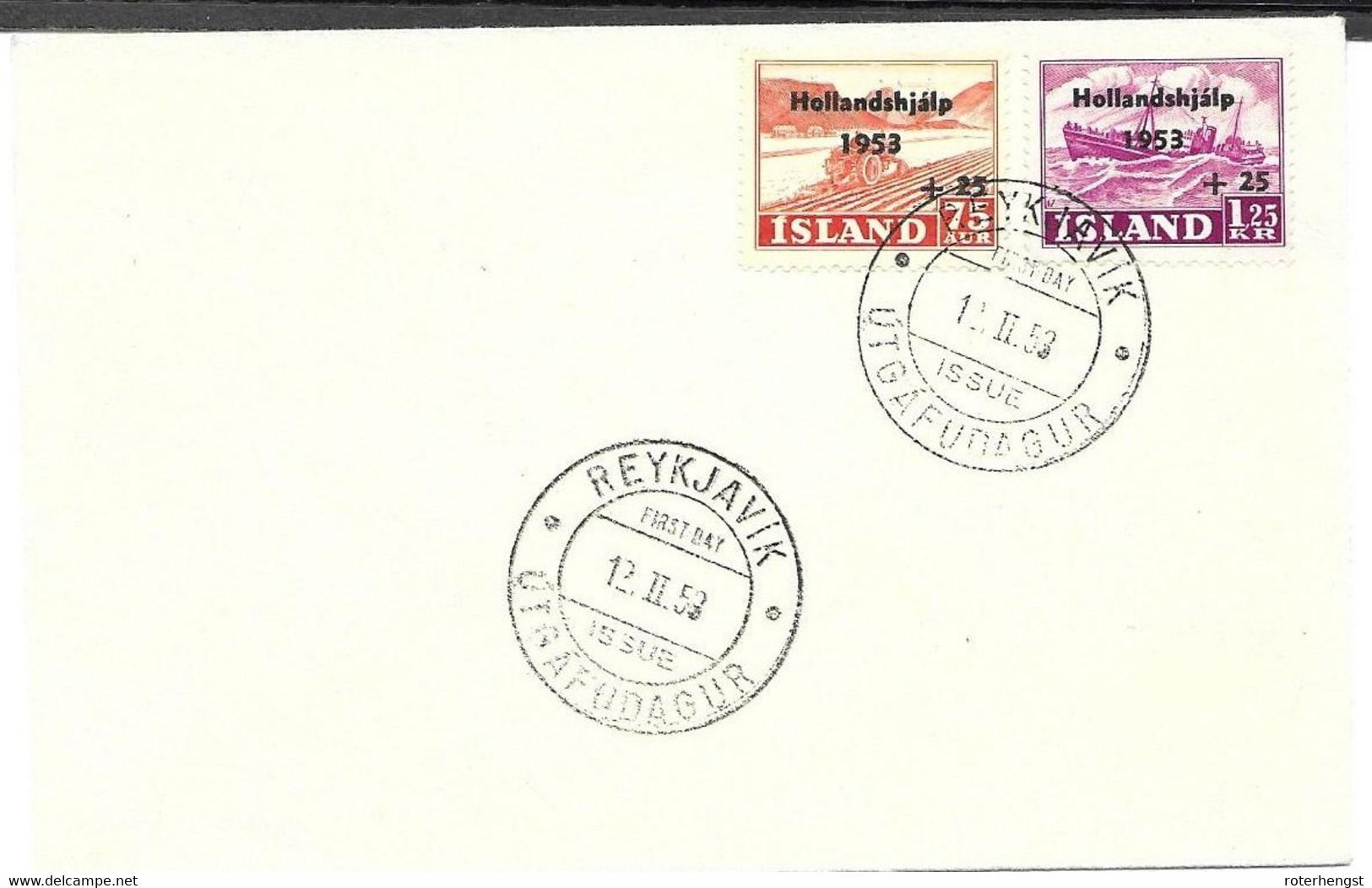 Iceland 1953 FDC 15 Euros - Lettres & Documents