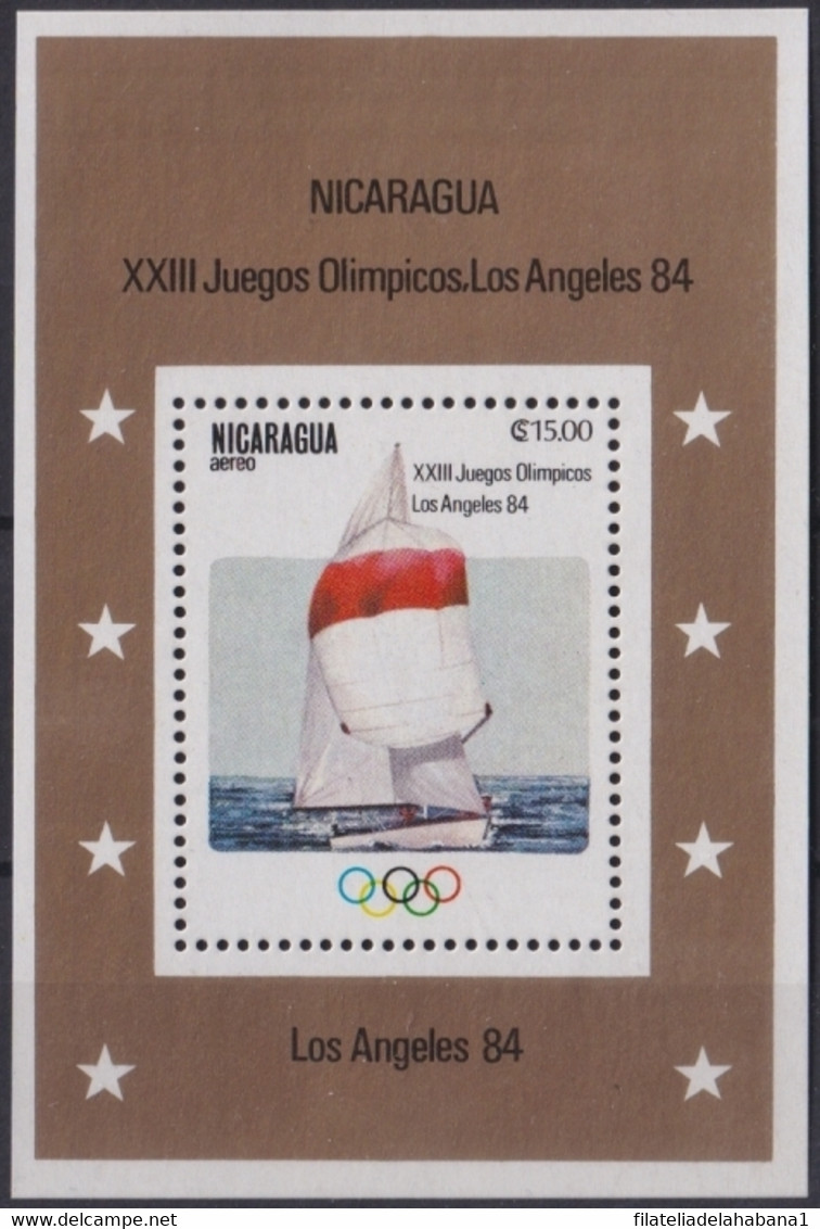 F-EX22972 NICARAGUA MNH 1984 OLYMPIC GAMES LOS ANGELES BOAT SHIP VELAS - Zomer 1932: Los Angeles