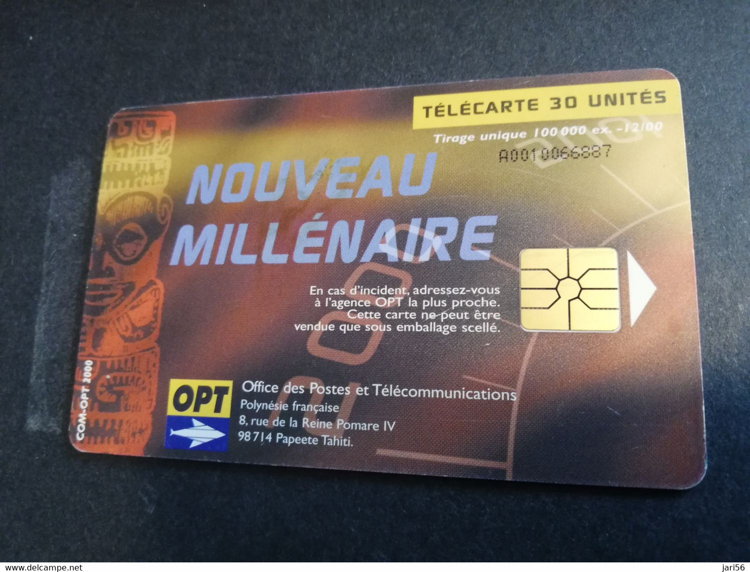 POLINESIA FRANCAISE  CHIPCARD  30 UNITS  NOUVEAU MILLENAIRE     POLYNESIEN                **4963** - French Polynesia