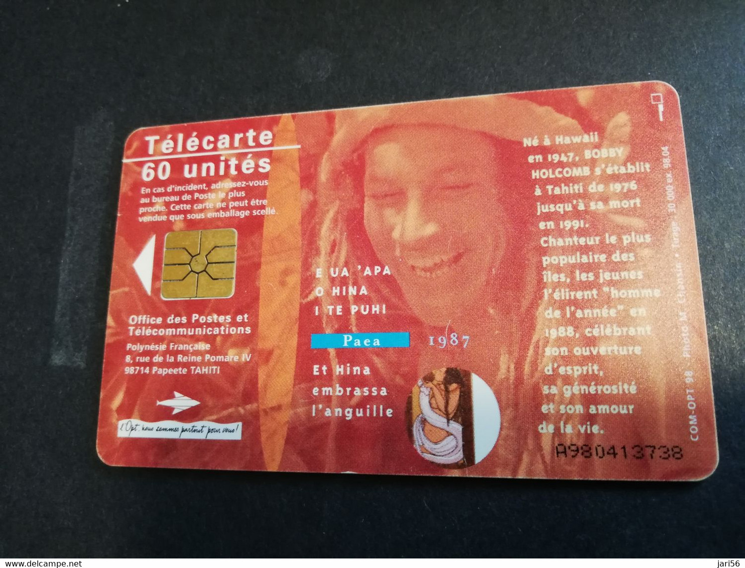 POLINESIA FRANCAISE  CHIPCARD  60 UNITS   PAEA / ART     POLYNESIEN                **4967** - Polynésie Française