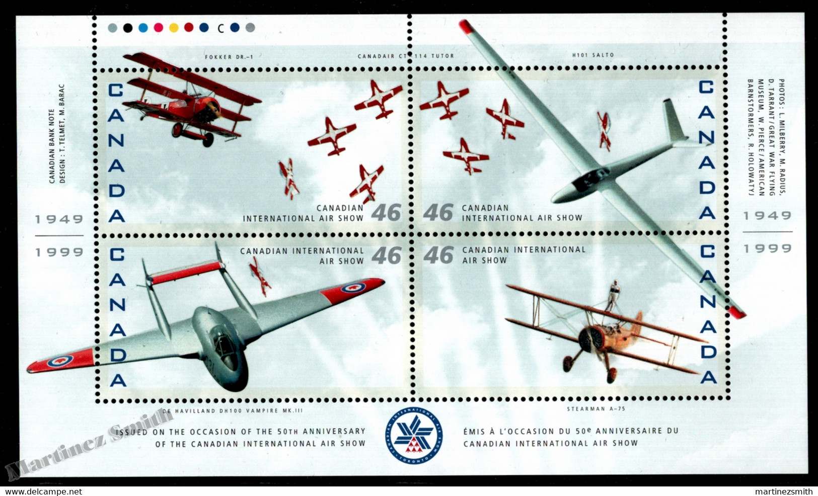 Canada 1999 Yvert BF 35, 50th Ann. Canadian Air Show, Aviation, Airplanes - Miniature Sheet - MNH - Blocs-feuillets
