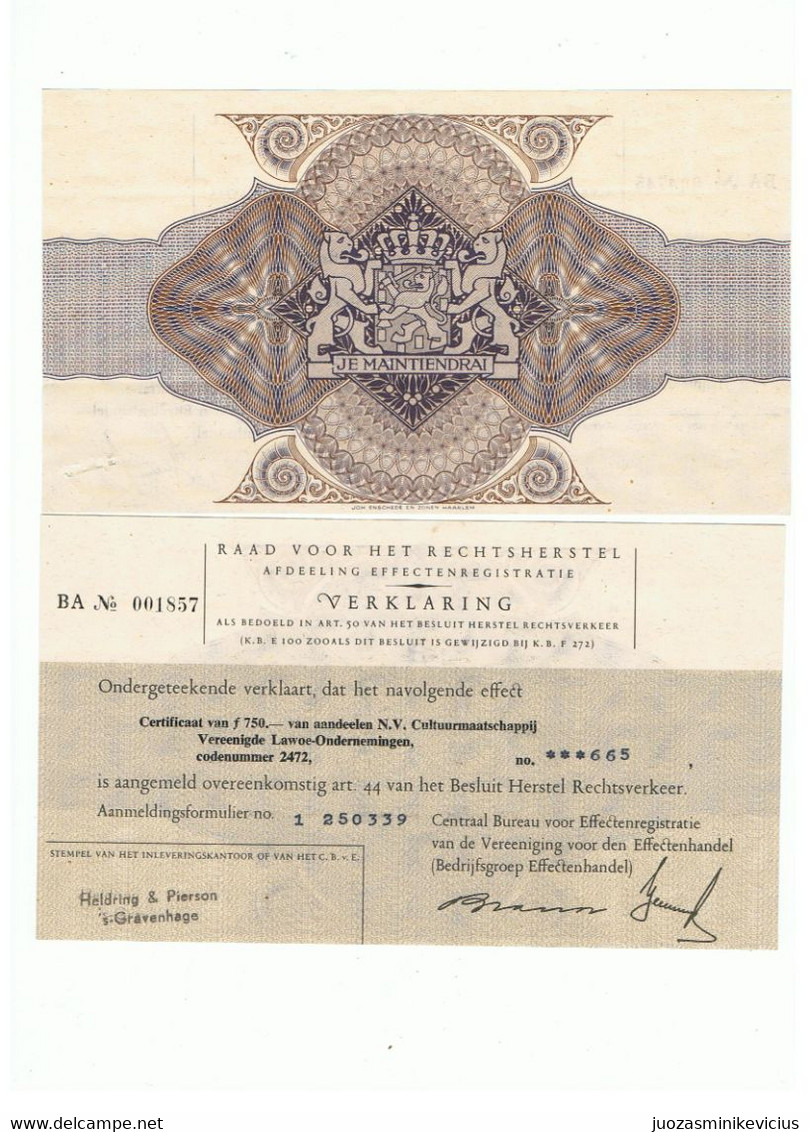 NETHERLANDS  SCARCE  PRE  WWII  750 F  CHEQUE - [3] Uitgaven Van Het Ministerie Van Oorlog