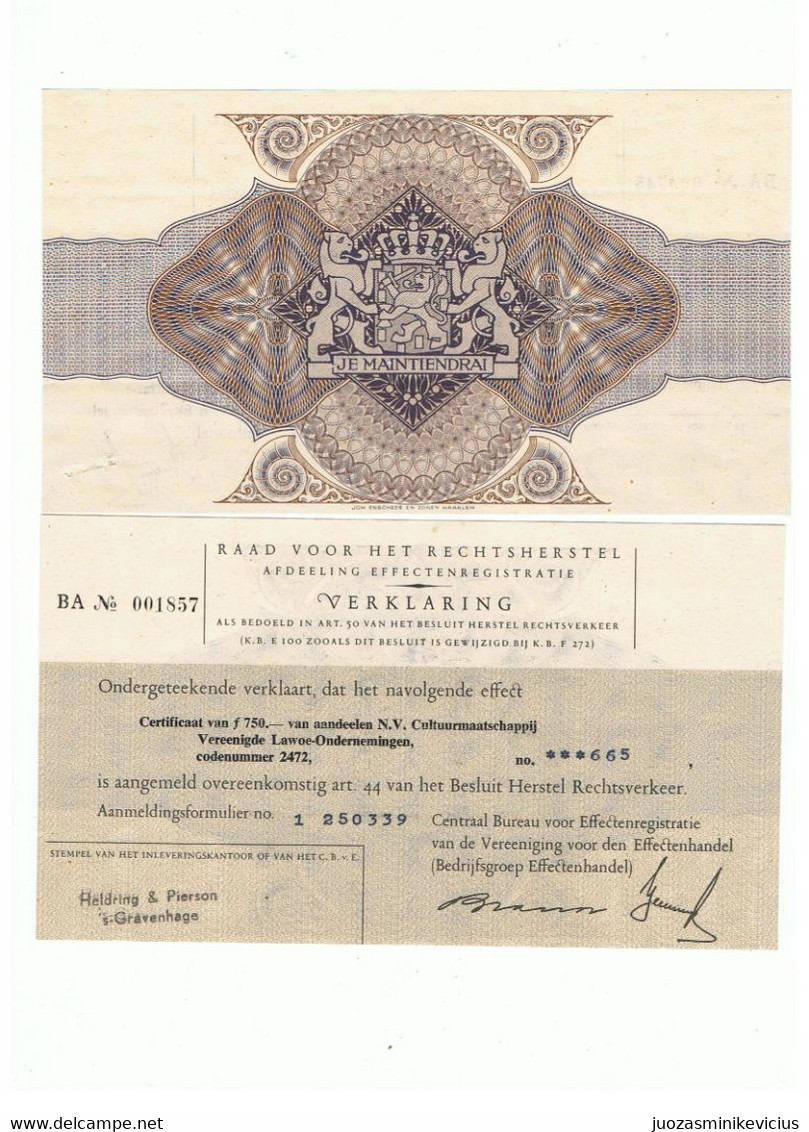 NETHERLANDS  SCARCE  PRE  WWII  750 F  CHEQUE - [3] Emissioni Ministerie Van Oorlog
