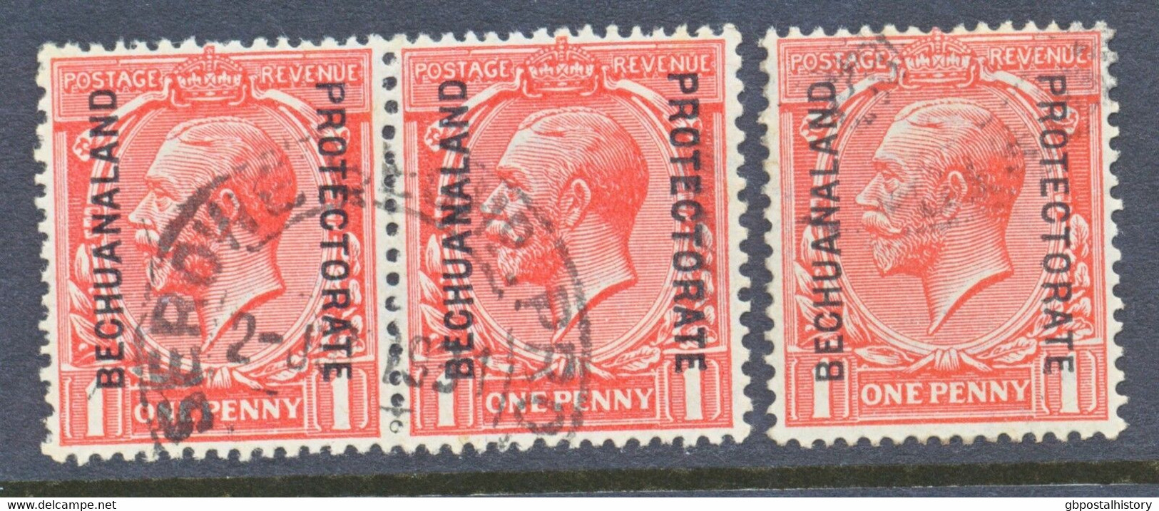 BECHUANALAND PROTECTORATE 1925 George V 1 D Pair FAT OVERPRINTS VFU - 1885-1964 Herrschaft Von Bechuanaland