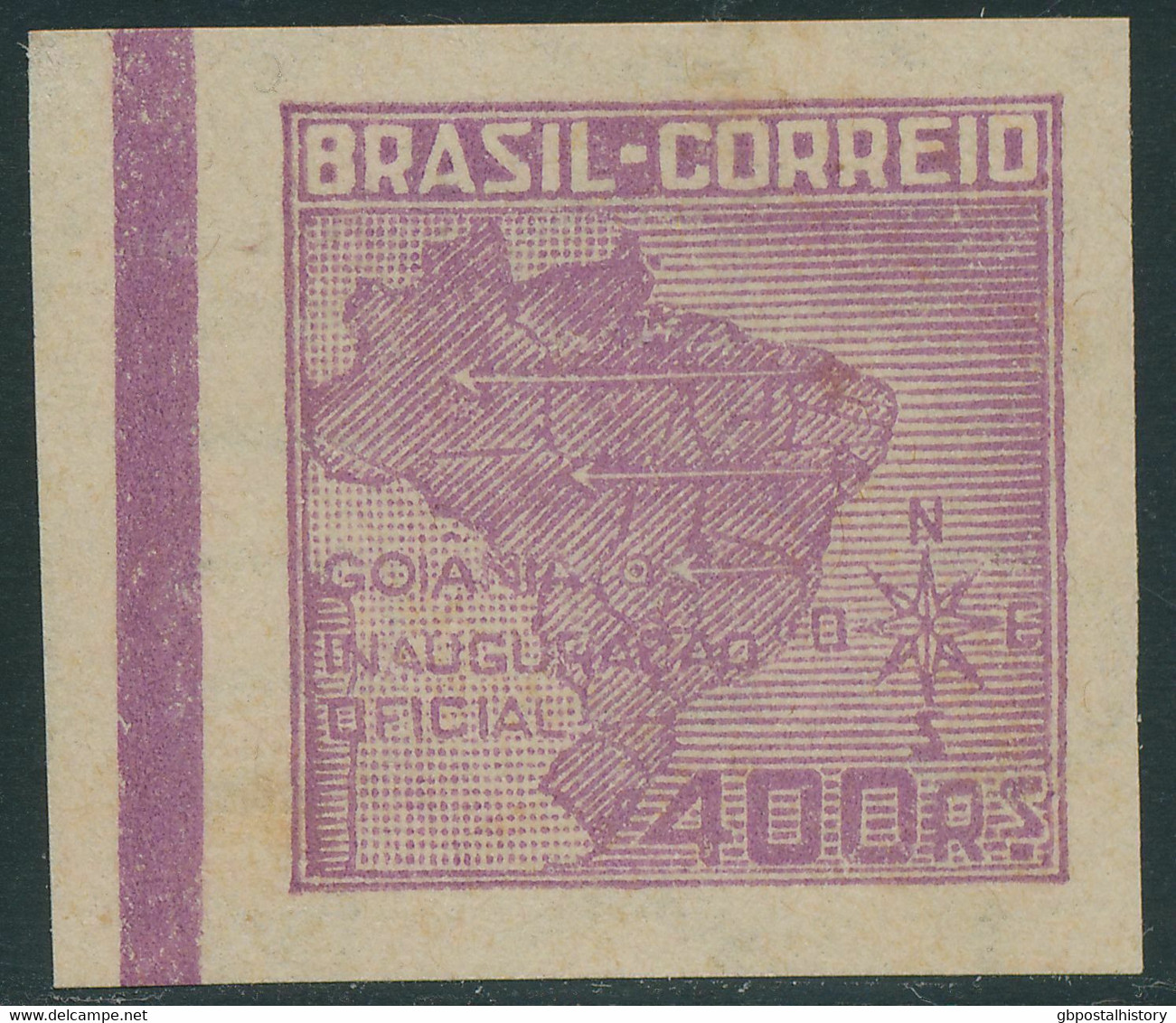 BRASILIEN 1942 Gründung Der Stadt Goiânia Goiás 400R Violett Landkarte **  ABART - Ungebraucht