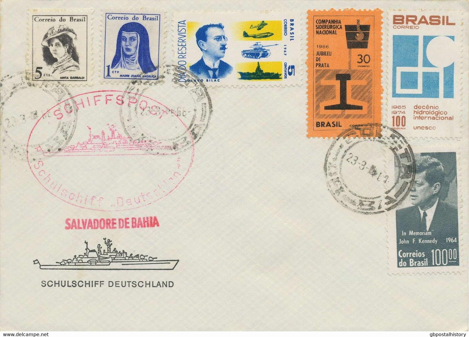 BRASILIEN / BRD 1968 Schiffspost-Bf. Schulschiff Deutschland, Salvadore De Bahia - Lettres & Documents