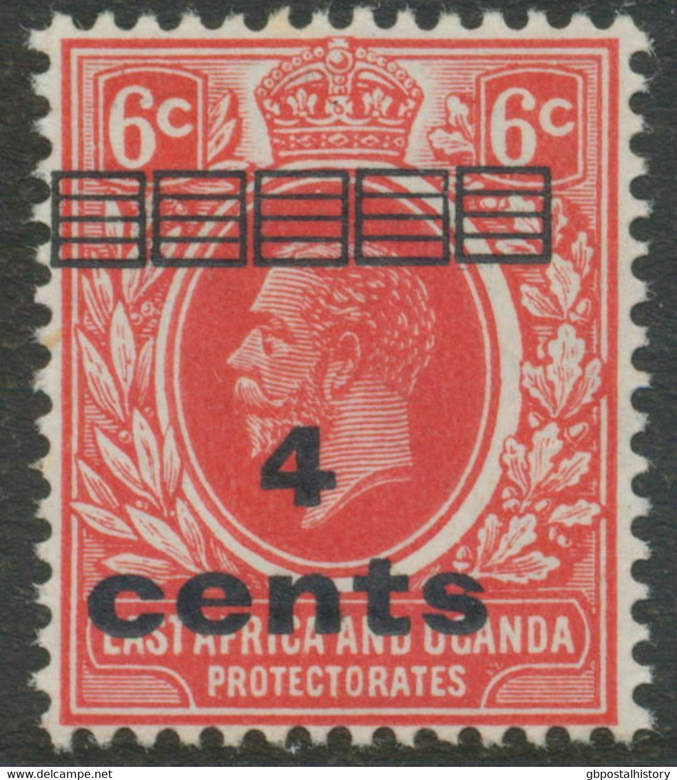 BRITISH EAST AFRICA AND UGANDA 1919 King George V 4 C On 6 C Carmine U/M VARIETY - Protectoraten Van Oost-Afrika En Van Oeganda