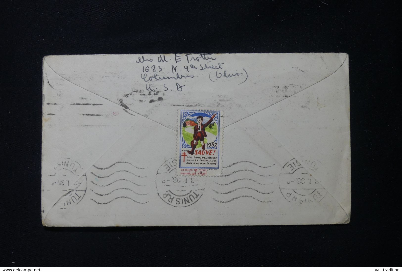 ETATS UNIS - Entier Postal + Complément De Colombus Pour La Tunisie Et Redirigé Vers La France En 1938 - L 89500 - 1921-40