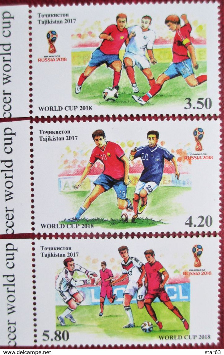 Tajikistan  2017 FIFA  World Cup  2018    3 V  MNH - 2018 – Rusia