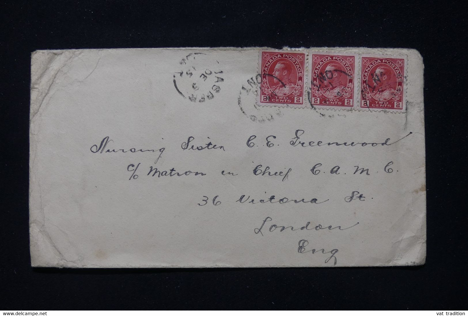 CANADA - Enveloppe Commerciale De Jasper Pour Londres En 1915, Voir Cachet Médical Contingent Canadien Au Dos - L 89532 - Briefe U. Dokumente
