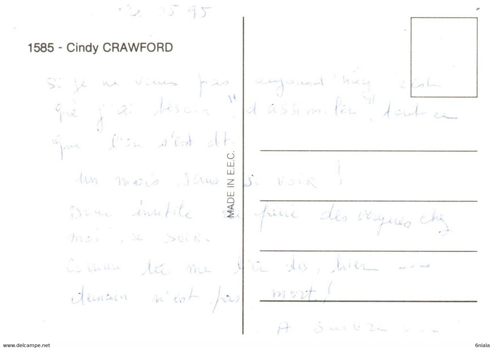 6641 CINDY CRAWFORD   Actrice,  Mannequin, Top Model  Cinéma   Film  Artiste   (scan Recto-verso) - Andere & Zonder Classificatie