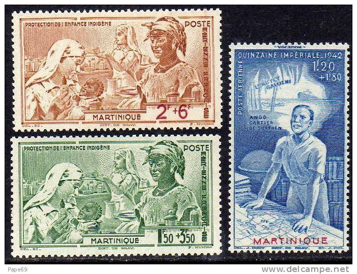 Martinique PA N° 1 / 3 XX  PEQUI Les 3 Valeurs Sans Charnière, TB. - Unused Stamps