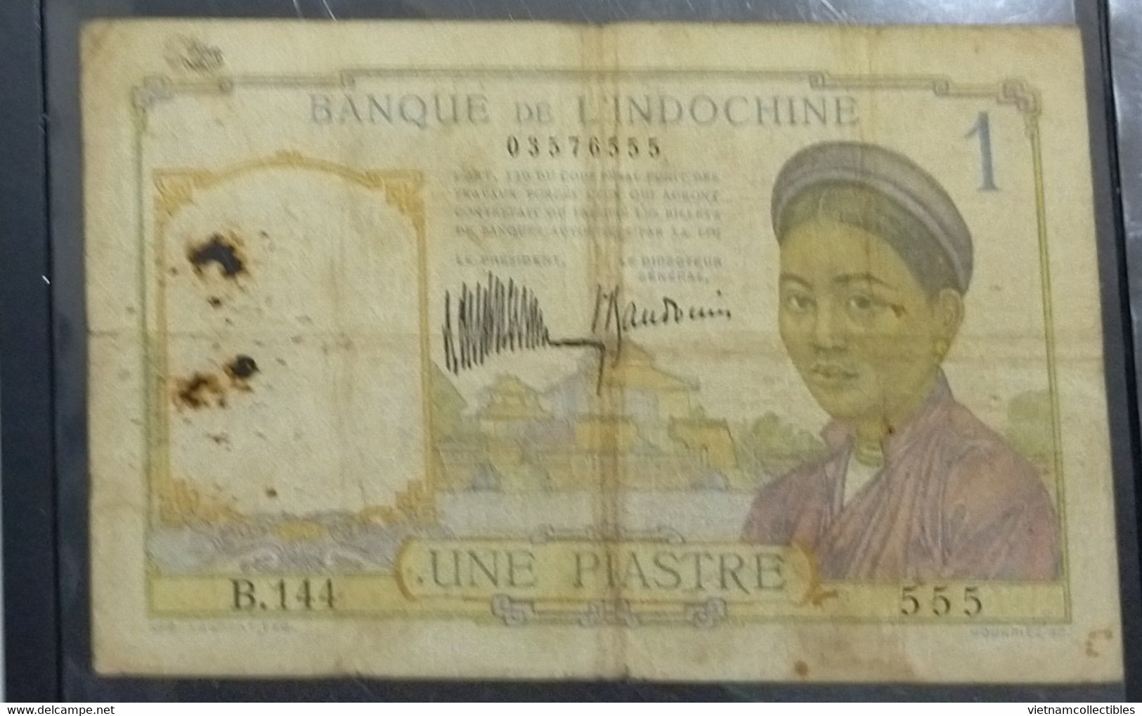 French Indochine Vietnam Viet Nam Laos Cambodia 1 Piastre VF Banknote Note / Billet 1932 - Pick # 52 / 02 Photo - Indochine